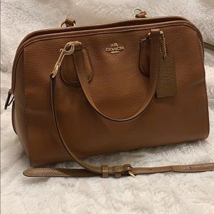 Coach pebble leather brown satchel.